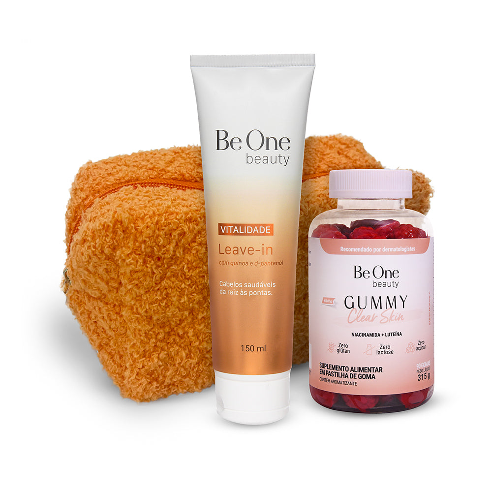 Kit Clear Skin de Verão - Gummy Clear Skin + Leave-in Vitalidade + Nécessaire